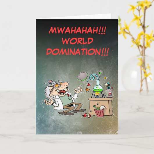 Carte Funny Mad Scientifique (Fleur jaune)