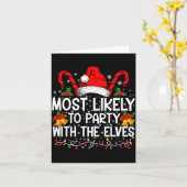Carte Funny Matching Christmas Most Likely To Party (Fleur jaune)