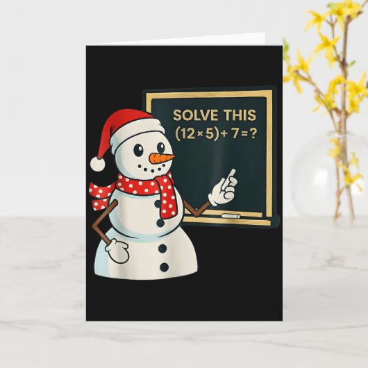 Carte Funny Math Teacher Snowman Christmas Puzzle Winter (Fleur jaune)