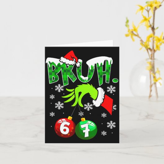 Carte Funny Meme Bruh 6-7 Matching Family Christmas Six (Fleur jaune)