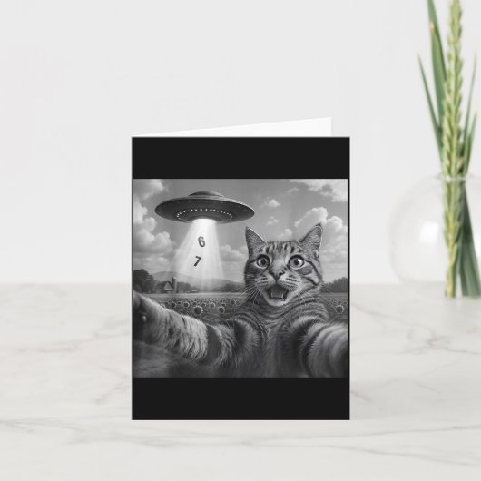 Carte Funny Meme Cat Selfie Six Seven Retro Cat 67 Anima (Devant)