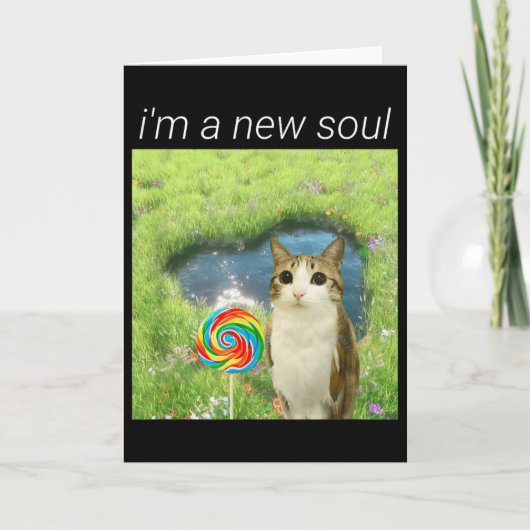 Carte Funny Meowl Meme, Cat Owl Meme Brainrot Gen Alpha (Devant)