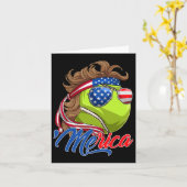 Carte Funny Merica Tennis Ball Et Drapeau Américain Sung (Fleur jaune)