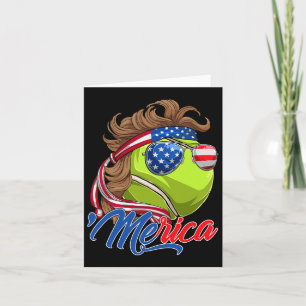 Carte Funny Merica Tennis Ball Et Drapeau Américain Sung