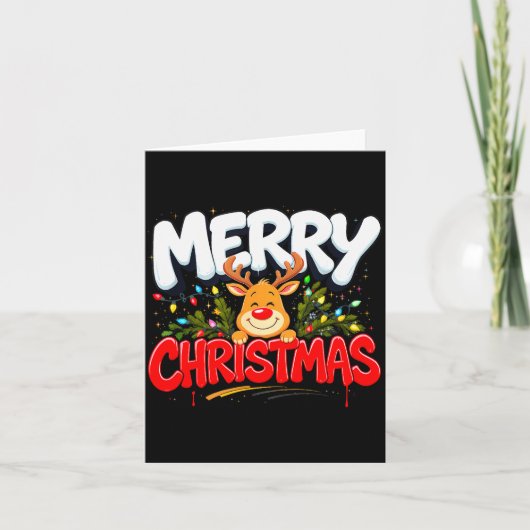 Carte Funny Merry Christmas Reindeer Xmas Family Men &am (Devant)
