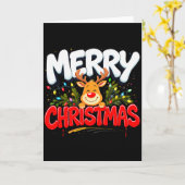 Carte Funny Merry Christmas Reindeer Xmas Family Men &am (Fleur jaune)