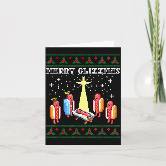 Carte Funny Merry Glizzmas Hot Dogs Family Group Ugly Ch (Devant)