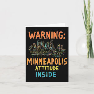 Carte Funny Minneapolis Minnesota Skyline nuit Vintage