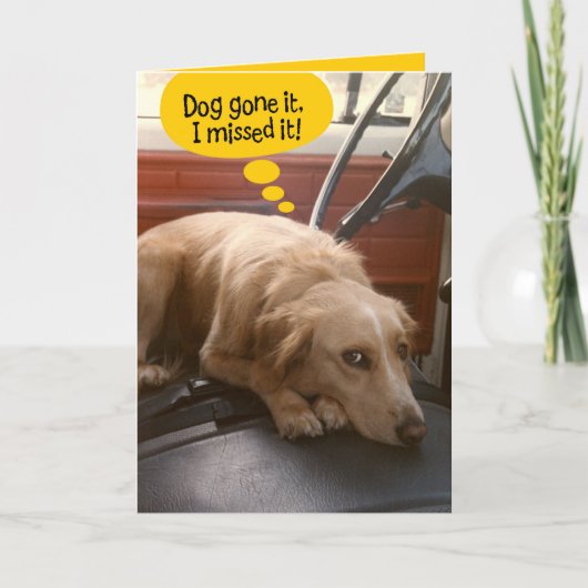 Carte Funny Mixte race Chien Belated Birthday Card (Devant)