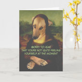 Carte Funny Mona Lisa Chien Se Bien (Fleur jaune)