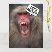 CARTE FUNNY MONKEY BANTHDAY GREETING CARD (Fleur jaune)