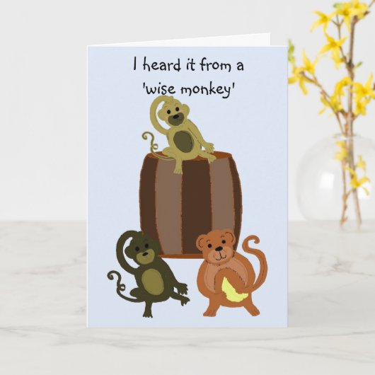 Carte Funny Monkey Birthday (Fleur jaune)