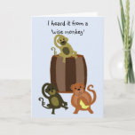 Carte Funny Monkey Birthday<br><div class="desc">Make someone laugh with this cool monkey design. Three curious monkeys accent this and a cool  inside message for a chuckle.</div>