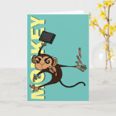 CARTE FUNNY MONKEY GREETING CARD (Fleur jaune)