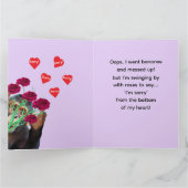 Carte Funny Monkey & Roses Apology Card (Intérieur)