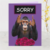 Carte Funny Monkey & Roses Apology Card (Fleur jaune)