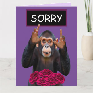 Carte Funny Monkey & Roses Apology Card