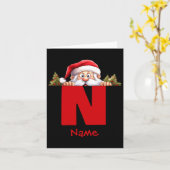 Carte Funny Monogram Family Christmas Red Santa  (Fleur jaune)