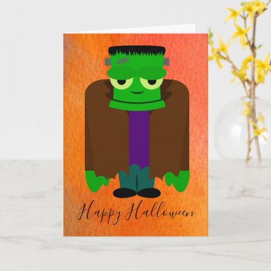 Carte Funny monstre franken thème Halloween (Fleur jaune)