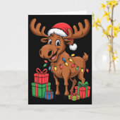 Carte Funny Moose Chapeau De Père Noël Amoureux Animaux  (Fleur jaune)