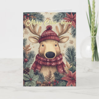Carte Funny Moose Christmas Card
