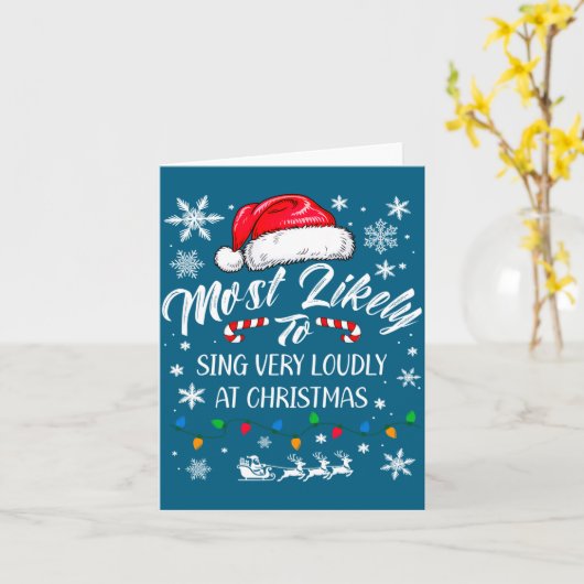 Carte Funny Most Likely To Christmas Singing Long Sleeve (Fleur jaune)