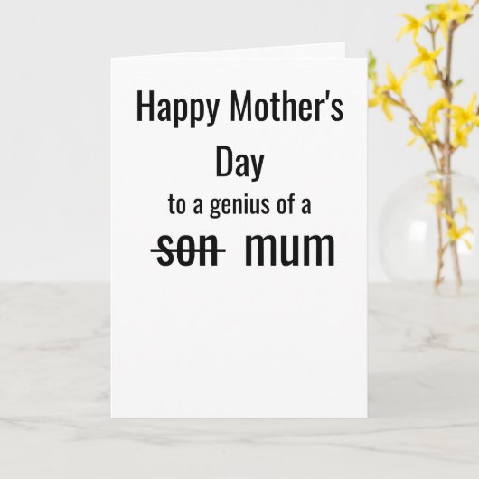 Carte Funny Mother's Day | A Genius of a Mum (Fleur jaune)