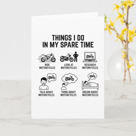 Carte Funny Motorcycle Lover Spare Time Biker Life (Fleur jaune)