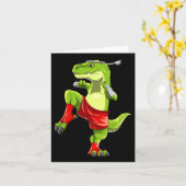 Carte Funny Muay Thai T-rex - Thai Boxe (Fleur jaune)