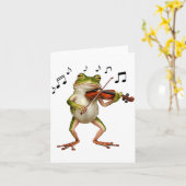 Carte Funny Musician Violinist Cute Frog Playing Violin (Fleur jaune)