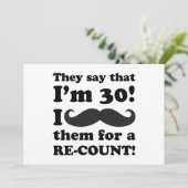 Carte Funny Mustache 30e anniversaire (Debout devant)