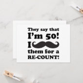 Carte Funny Mustache 50e anniversaire (Devant/Arrière en situation)