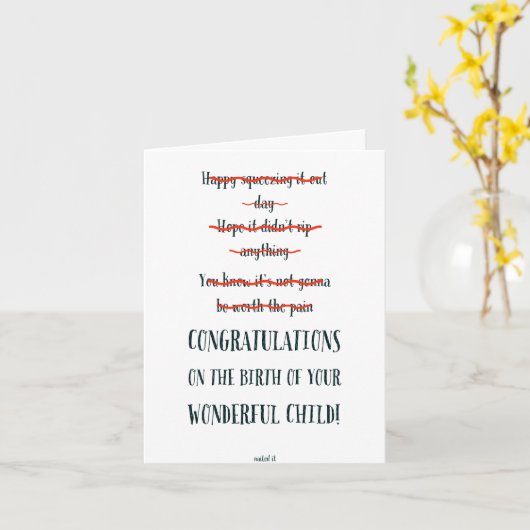 Carte Funny New Baby (Fleur jaune)