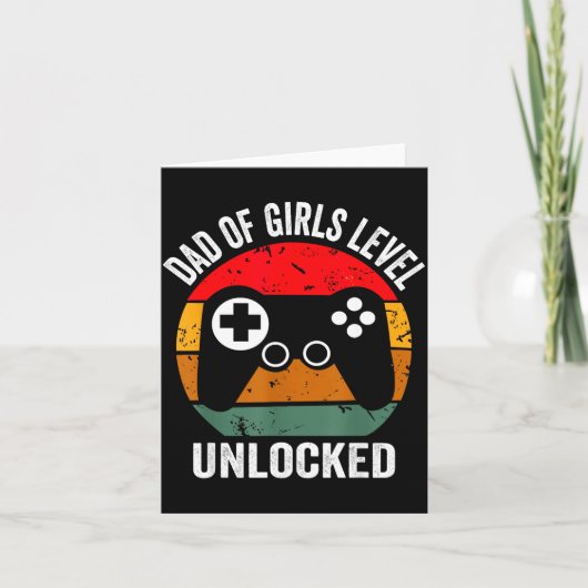 Carte Funny New Dad Shirt Dad Of Girls Level Unlocked Te (Devant)