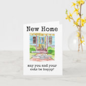 Carte Funny New Home Card for Cat Lady (Fleur jaune)