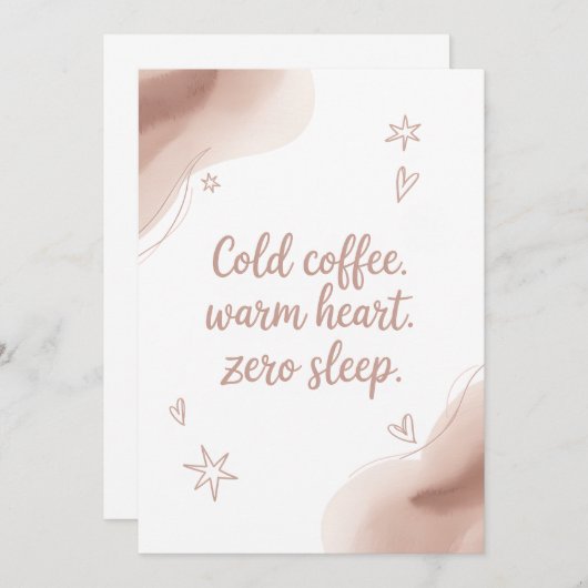 Carte Funny New Mom Card - Cold Coffee Edition (Devant / Derrière)