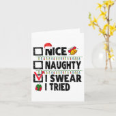 Carte Funny Nice Naughty I Swear I Tried Christmas List (Fleur jaune)