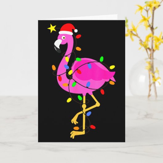 Carte Funny Nk Flamingo In Santa Hat Christmas In July M (Fleur jaune)