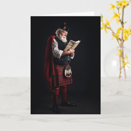 Carte Funny Noël écossais (Fleur jaune)