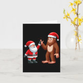 Carte Funny Noël Père Noël Bigfoot High-fiving Xm (Fleur jaune)
