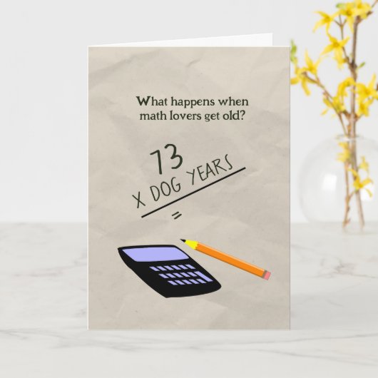 Carte Funny Old Math Lover Comptable Enseignant Annivers (Fleur jaune)