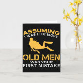 Carte Funny Old Men Who Loves Scuba Diving (Fleur jaune)