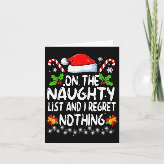 Carte Funny On The List Of Naughty And I Regret Nothing (Devant)