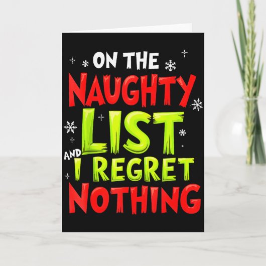 Carte Funny On The List Of Naughty And I Regret Nothing (Devant)