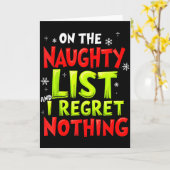 Carte Funny On The List Of Naughty And I Regret Nothing (Fleur jaune)