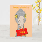 Carte Funny Ostrip, add nom, Birthday (Fleur jaune)