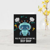 Carte Funny Overthinking Robot Beep Boop Moment (Fleur jaune)