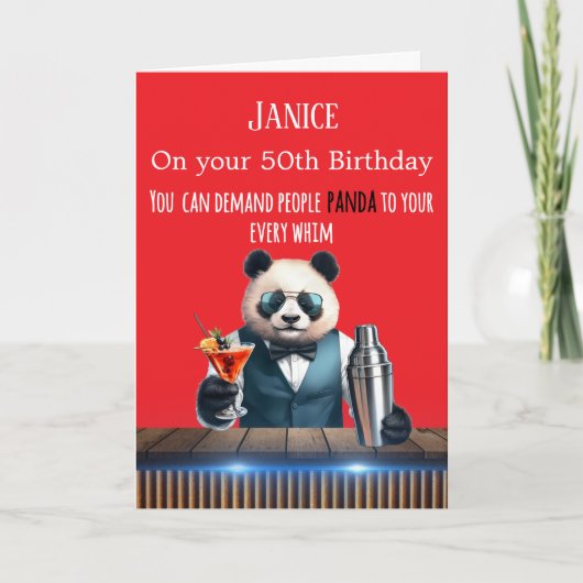 Carte Funny Panda 50th Birthday Card (Devant)