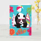 Carte Funny Panda Bear Beach Bum Cool Lunettes de soleil (Fleur jaune)