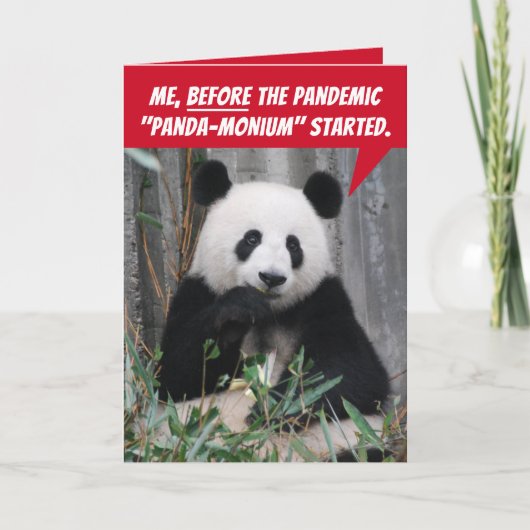 Carte Funny Panda Before and After Pandemic (Devant)